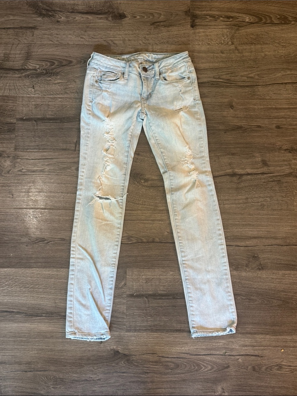 American Eagle Outfitters Light Blue Ripped Skinny Jeans